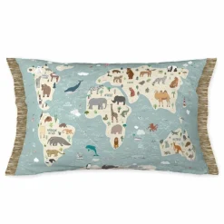 Coussin rectangulaire enfant (30 x 50 cm) Map Bleu
