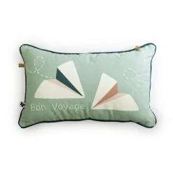 Coussin rectangulaire enfant coton (30 x 50 cm) Petits papiers Bleue