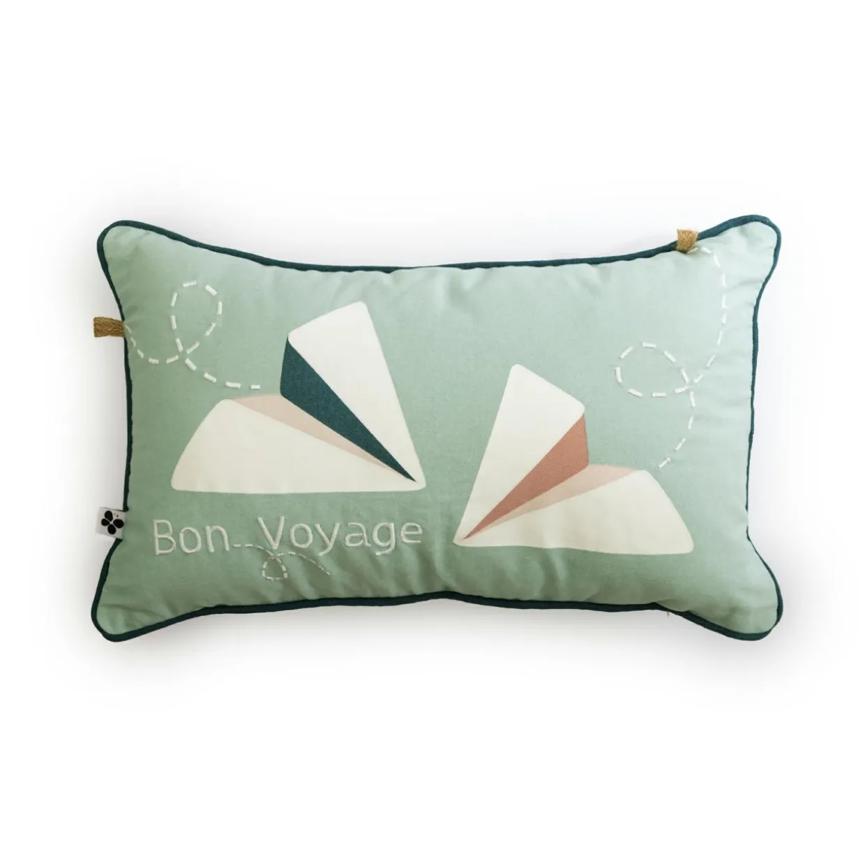 Coussin rectangulaire enfant coton (30 x 50 cm) Petits papiers Bleue