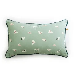 Coussin rectangulaire enfant coton (30 x 50 cm) Petits papiers Bleue