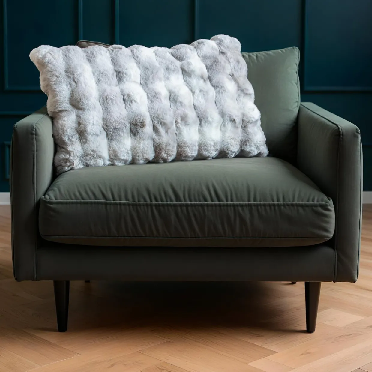 Coussin rectangulaire fausse fourrure (50 x 80 cm) Nebraska Gris perle