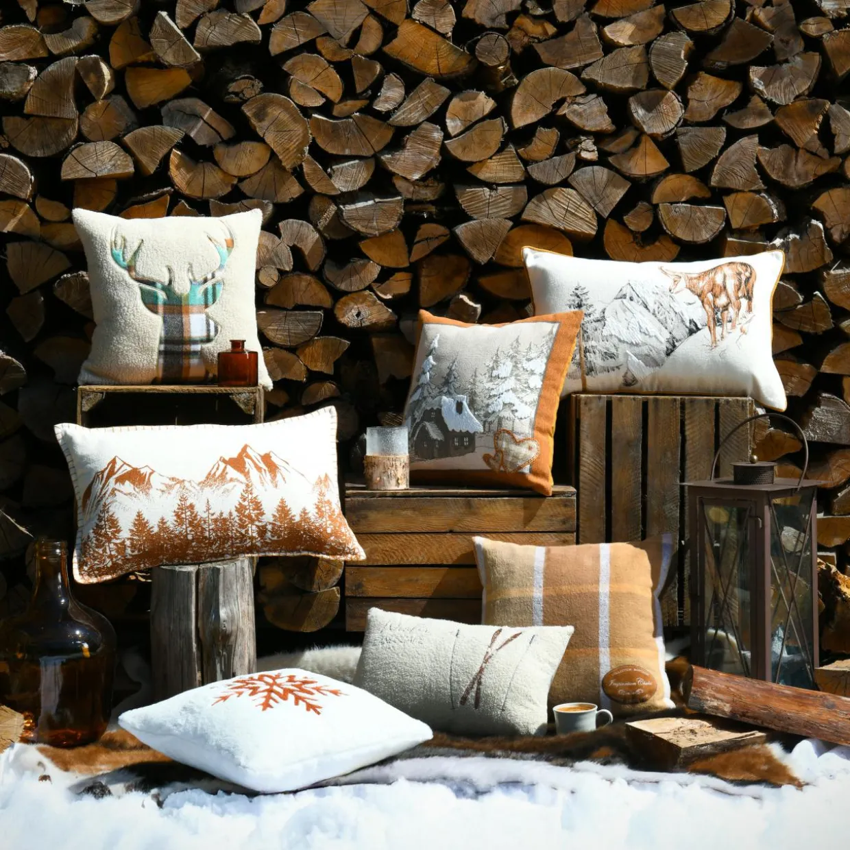 Coussin rectangulaire fausse fourrure (30 x 50 cm) Wildforest Ecru