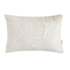 Coussin rectangulaire flanelle (40 x 60 cm) Flore Ecru
