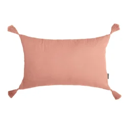 Coussin rectangulaire gaze de coton (40 x 60 cm) Gaïa Rose pêche