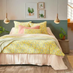 Coussin rectangulaire gaze de coton (40 x 60 cm) Abigaël Jaune