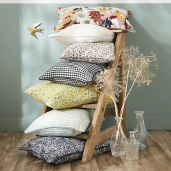 Coussin rectangulaire gaze de coton (40 x 60 cm) Gaïa vichy Vert eucalyptus