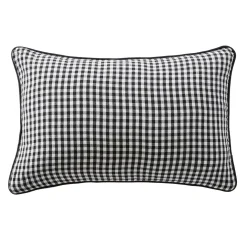 Coussin rectangulaire gaze de coton (40 x 60 cm) Gaïa vichy Noir