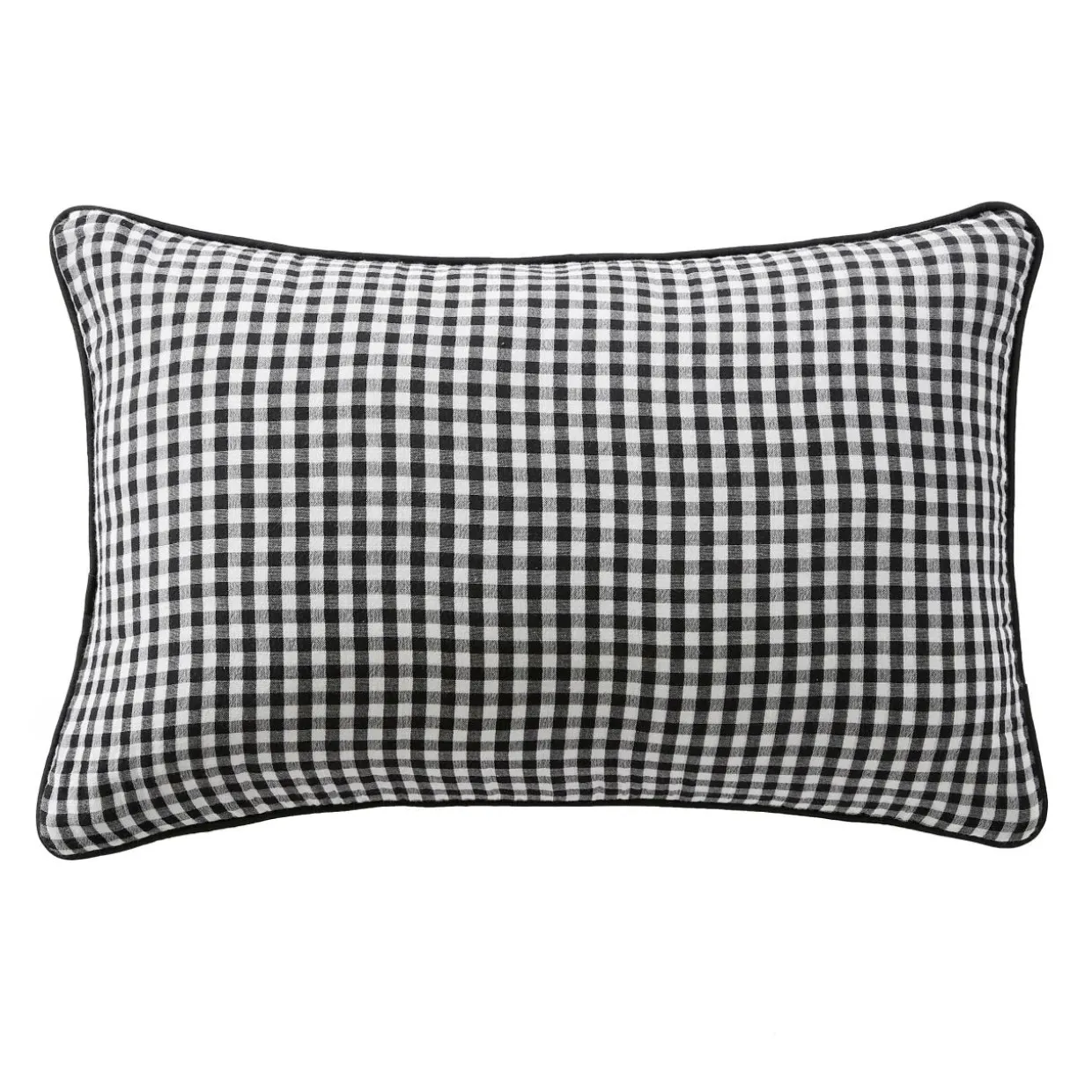 Coussin rectangulaire gaze de coton (40 x 60 cm) Gaïa vichy Noir