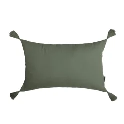 Coussin rectangulaire gaze de coton (40 x 60 cm) Gaïa Vert romarin