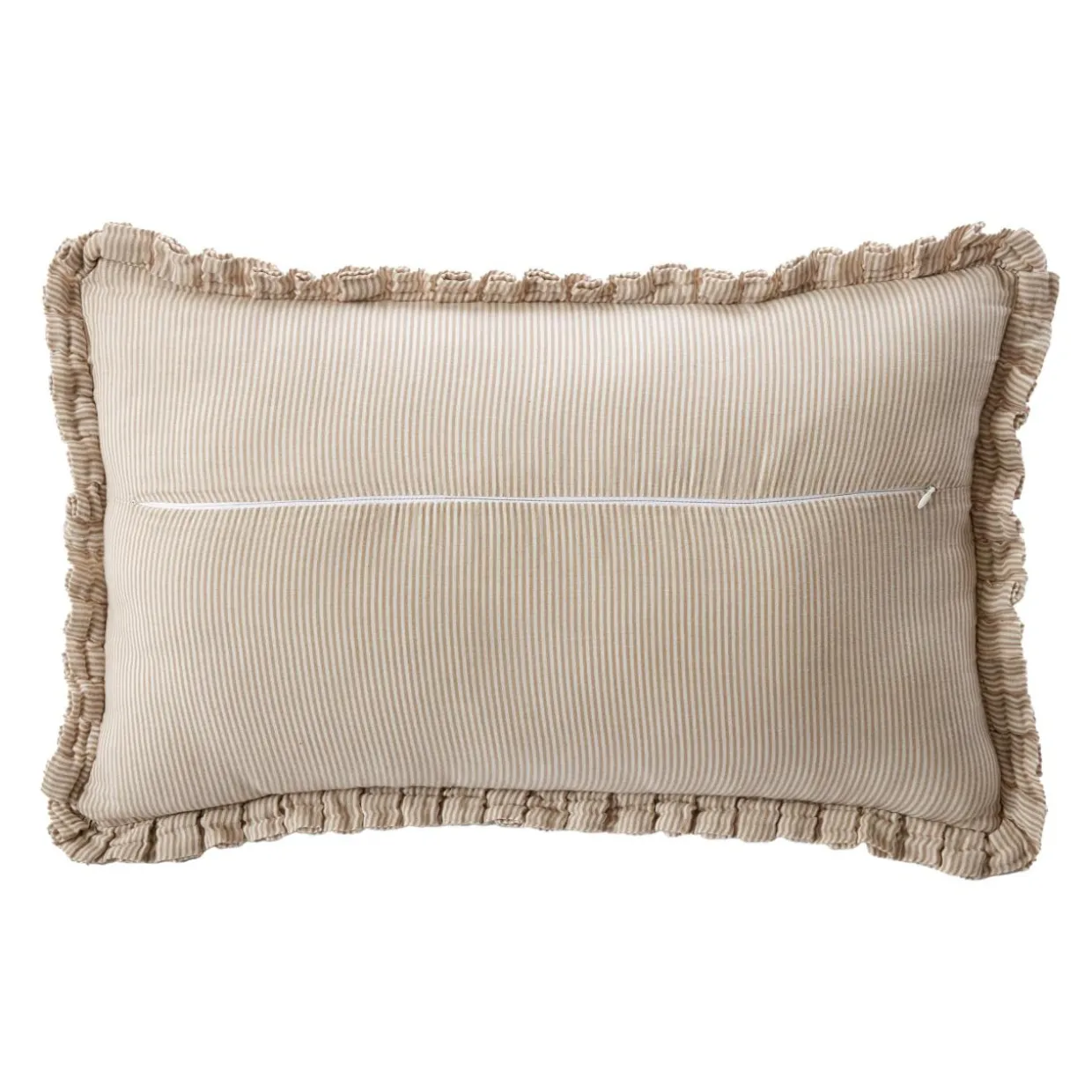 Coussin rectangulaire gaze de coton (40 x 60 cm) Gaïa rayures Ficelle