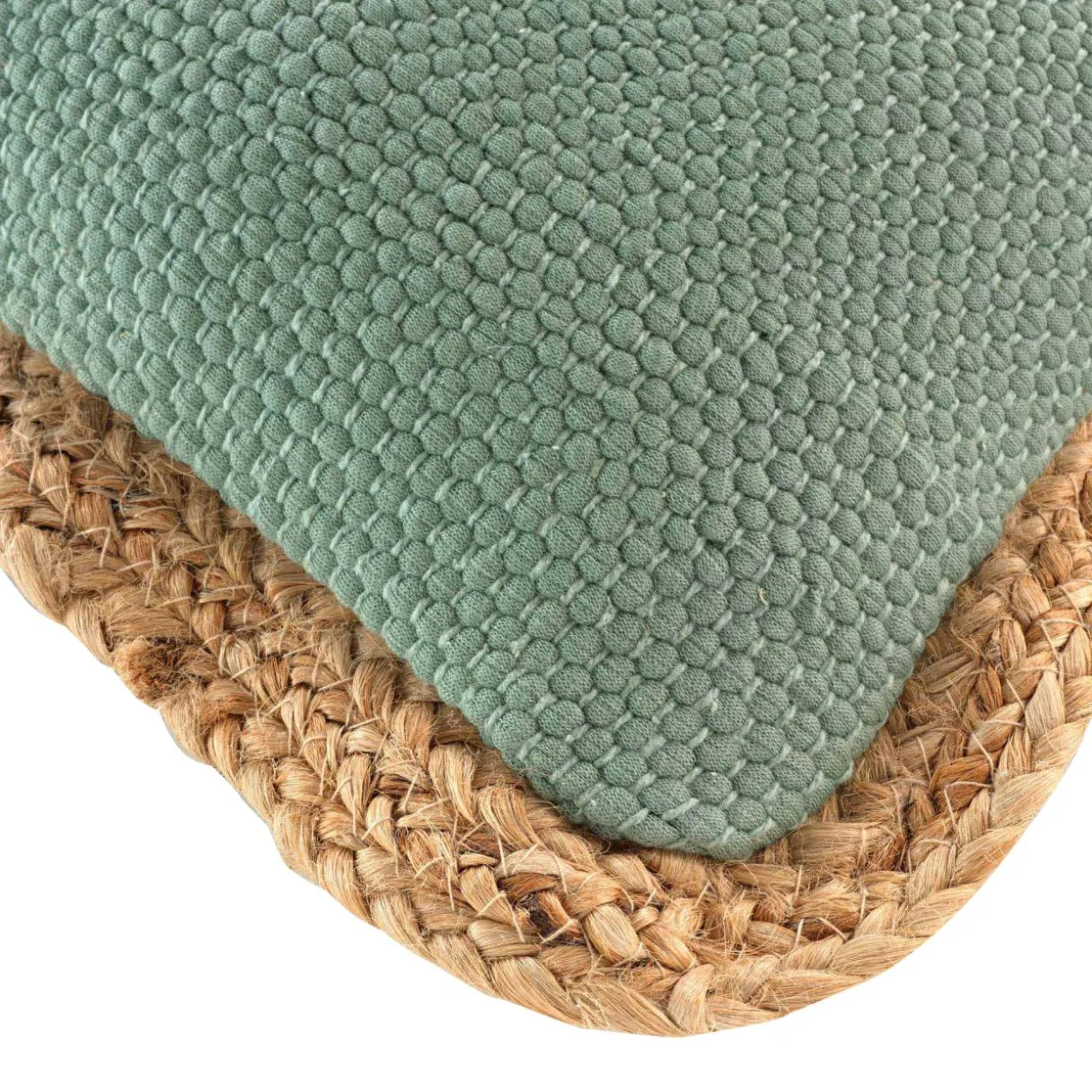 Coussin rectangulaire jute et coton (30 x 50 cm) Akina Vert sauge