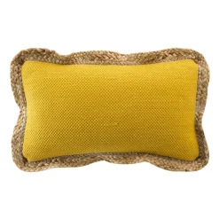 Coussin rectangulaire jute et coton (30 x 50 cm) Akina Jaune ocre