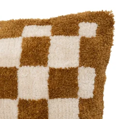 Coussin rectangulaire tufté (38 x 58 cm) Damier Jaune ocre