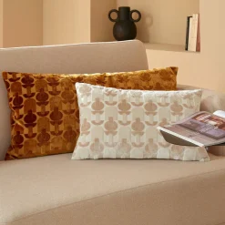 Coussin rectangulaire velours (35 x 75 cm) Luna Jaune ocre