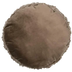 Coussin rond bouclette (40 cm) Cosylife Taupe