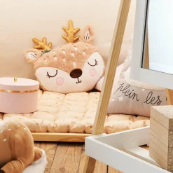 Coussin rond enfant (30 cm) Tête de Biche Taupe