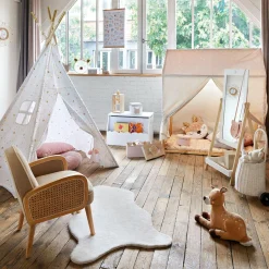 Coussin rond enfant (30 cm) Tête de Biche Taupe