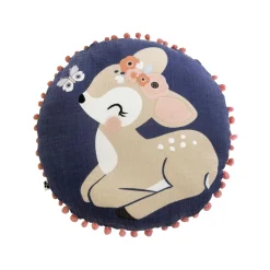 Coussin rond enfant coton (40 cm) Forêt enchantée Multicolore