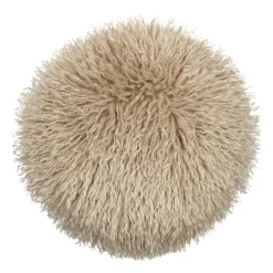 Coussin rond fausse fourrure (40 cm) Cosylife Beige