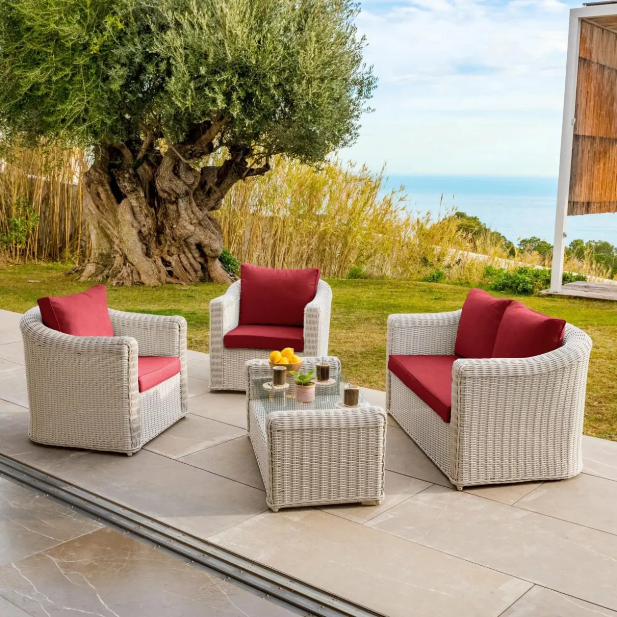 Coussins de remplacement pour salon de jardin Calvi 4 places Rouge