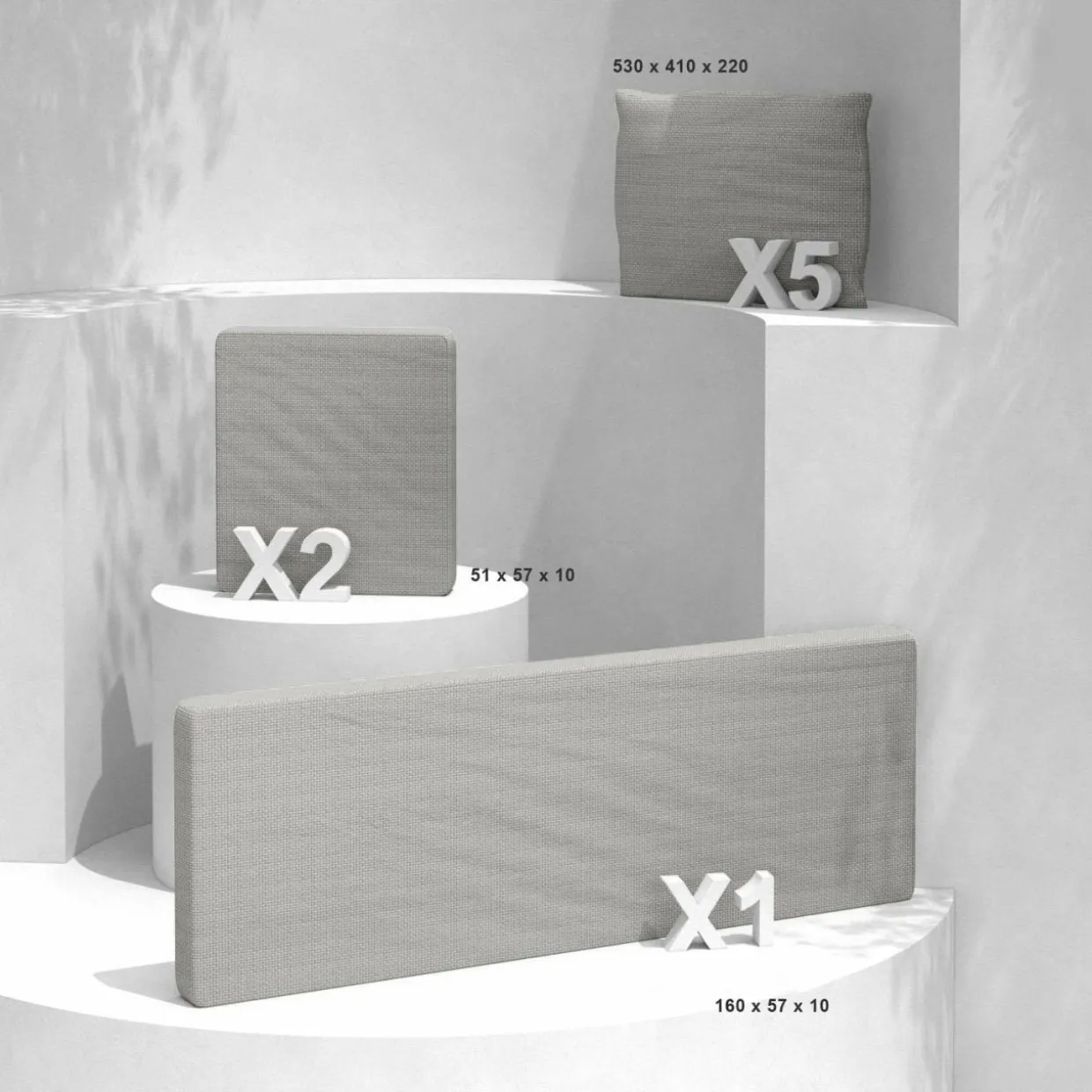 Coussins de remplacement pour salon de jardin Calvi 5 places Taupe