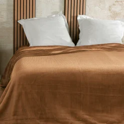 Couvre lit velours (240 x 260 cm) Gaufré Marron