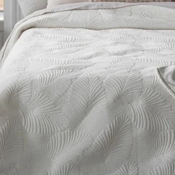 Couvre-lit (260 x 240 cm) Feuilles Ivoire