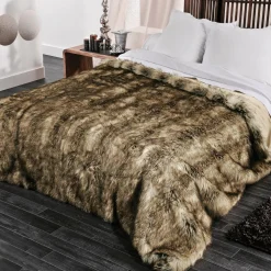 Couvre-lit (230 x 250 cm) Imitation fourrure Grizzly