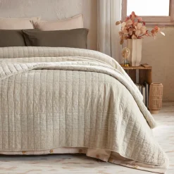 Couvre-lit coton matelassé (240 x 260 cm) Lena Beige sable