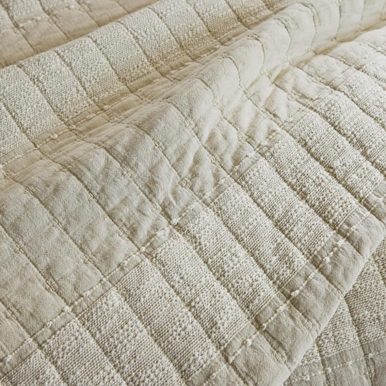 Couvre-lit coton matelassé (240 x 260 cm) Lena Beige sable