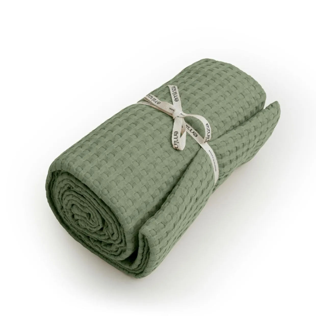 Couvre-lit coton nid d'abeille (180 x 220 cm) Maya Vert romarin