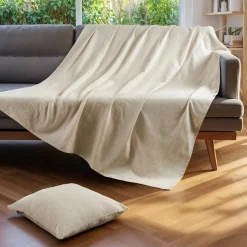 Couvre-lit coton tissé (220 x 250 cm) Léa Beige pampa