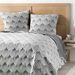 Couvre-lit et 2 taies d'oreiller (220 x 240 cm) Faustine Gris