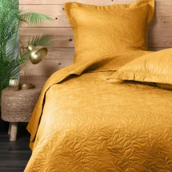 Couvre-lit et taies d'oreiller (260 x 240 cm) Cassandre Jaune curry