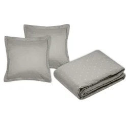 Couvre-lit matelassé avec deux taies d'oreiller (260 x 240 cm) Cléo Taupe