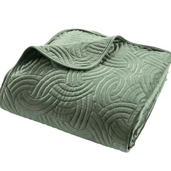 Couvre-lit matelassé et deux taies d'oreiller (240 x 260 cm) Solange Vert cédre