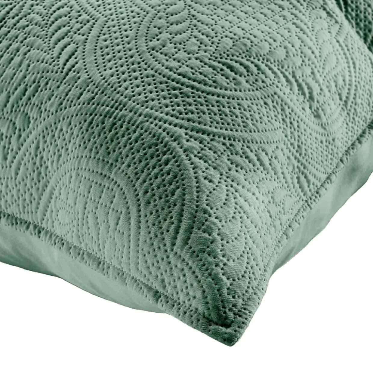 Couvre-lit matelassé et deux taies d'oreiller (240 x 260 cm) Romane Vert cèdre