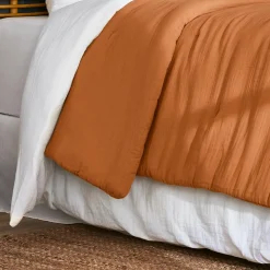 Couvre-lit matelassé gaze de coton (240 x 220 cm) Gaïa Abricot