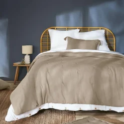 Couvre-lit matelassé gaze de coton (260 x 240 cm) Gaïa Ficelle