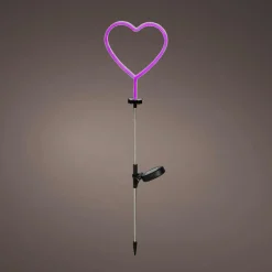 Décoration lumineuse Solaire à piquer au sol (H82 cm) Coeur néon Rose