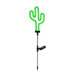 Décoration lumineuse Solaire à piquer au sol (H73 cm) Cactus néon Vert