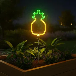 Décoration lumineuse Solaire à piquer au sol (H74 cm) Ananas néon Jaune