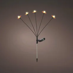 Décoration lumineuse Solaire à piquer au sol (H60 cm) Papillons Rouge et blanc chaud