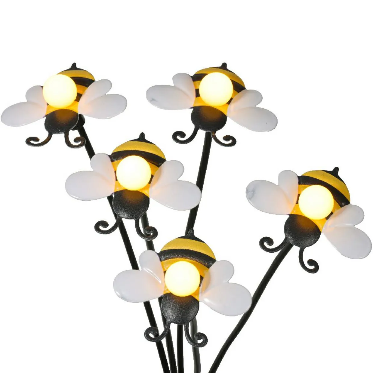 Décoration lumineuse Solaire à piquer au sol (H60 cm) Abeilles Jaune et blanc chaud