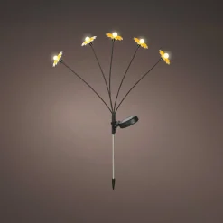 Décoration lumineuse Solaire à piquer au sol (H60 cm) Marguerites Jaune et blanc chaud