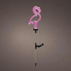 Décoration lumineuse Solaire à piquer au sol (H74 cm) néon Flamant Rose