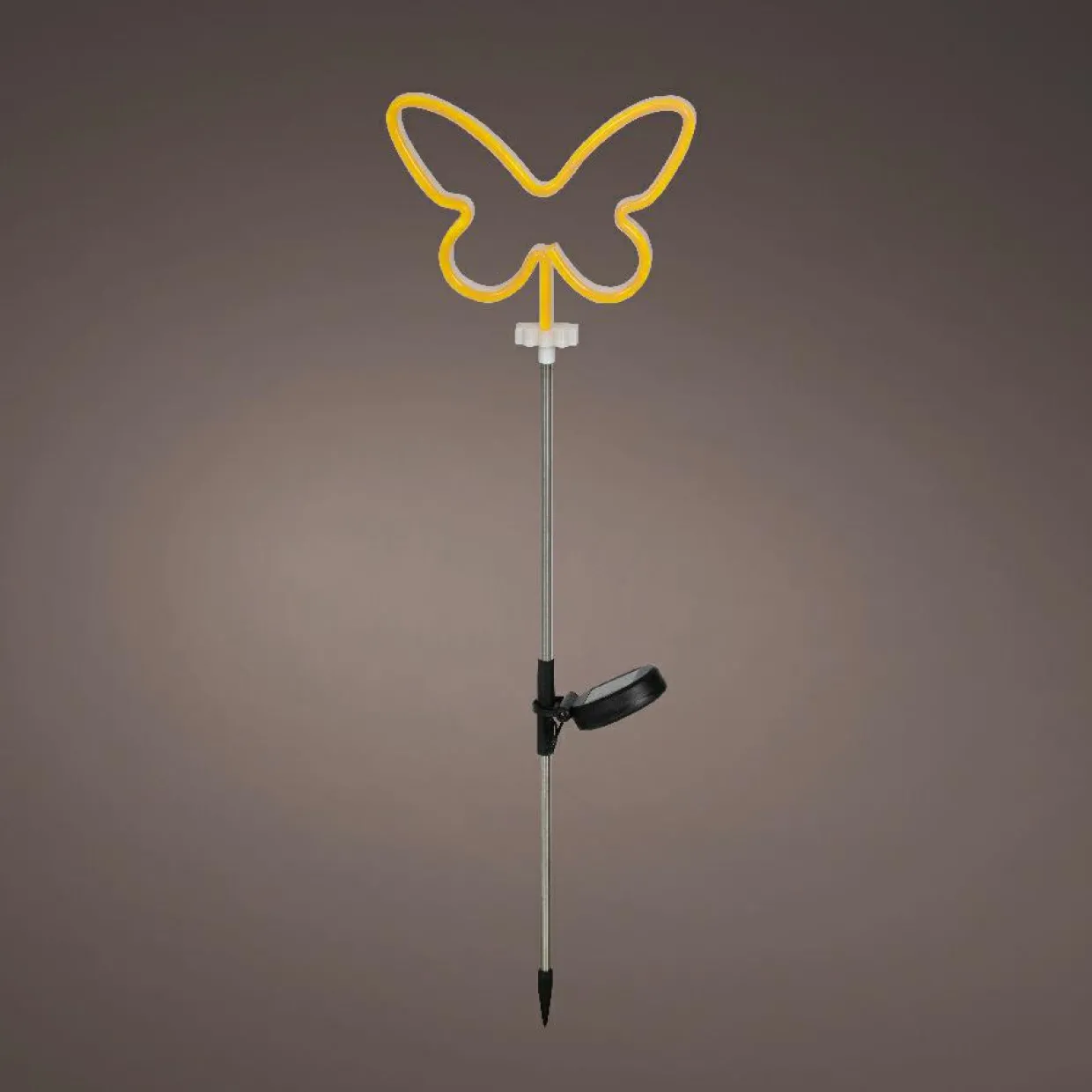 Décoration lumineuse Solaire à piquer au sol (H85 cm) Papillon néon Jaune