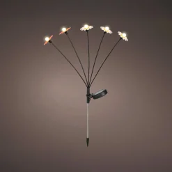 Décoration lumineuse Solaire à piquer au sol (H60 cm) Marguerites Rouge et blanc chaud