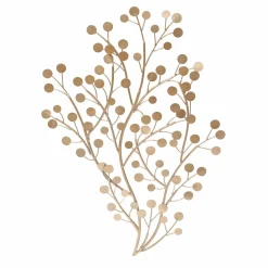 Décoration murale en métal (H80 cm) Sculpture petites feuilles Or clair