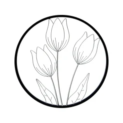 Décoration murale ronde en métal (D46 cm) Tulipe Noir